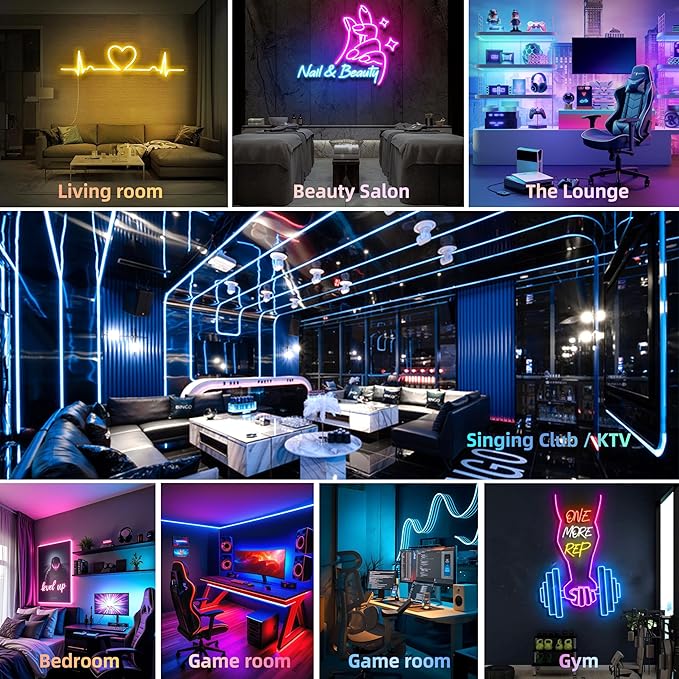 16.4ft Neon Rope Lights,Flexible Led Rope Lights Control with App/LED Strip Lights - Waterproof, Bendable, Indoor/Outdoor Use for Parties, Home Decor (5M/16.4FT)
