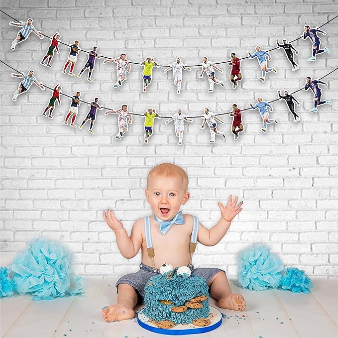 Soccer Football Garland Decoration – Themed Party Banner for Birthday Celebrations, Sports Parties, Decorative Garland for Dessert Tables, Room Décor, Photo Displays, and Special Occasions