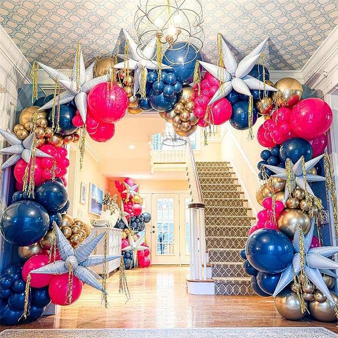Red White Blue Balloons Arch kit 4th of July Navy Royal Blue Red Sand White Gold Balloon Star Foil Balloon for USA 250th Anniversary Independence Memorial Graduation Patriot Birthday Party Decoration