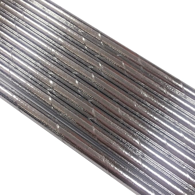 Solid Metallic Silver Paper Straws, 7.75" x 0.24", Box of 100 Extra Durable Disposable Foil Silver Drinking Straws for Wedding Party Decoration
