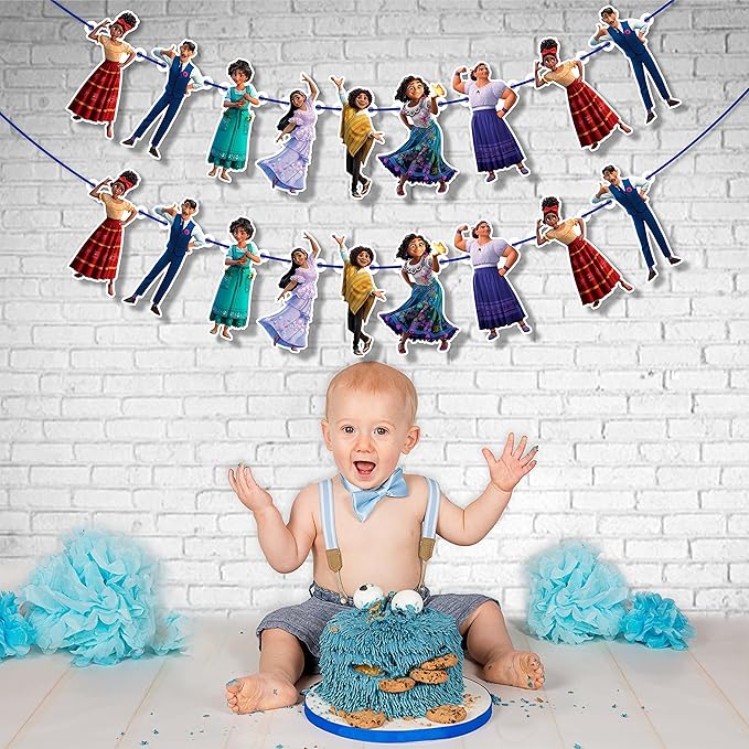 Encato Garland Decoration – Magical Family Theme Birthday Party Supplies – Colorful Cartoon Garland for Celebrations – Perfect for Girls & Boys Birthdays, School Events, and Family Gatherings