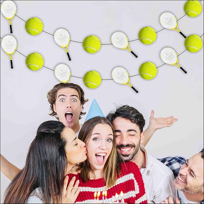 Tennis Garland Decoration – Sports Theme Birthday Party Supplies – Green & Yellow Tennis Ball Banner for Adults – Tennis Party Décor for Birthday, Sports Events, Celebrations & Team Gatherings