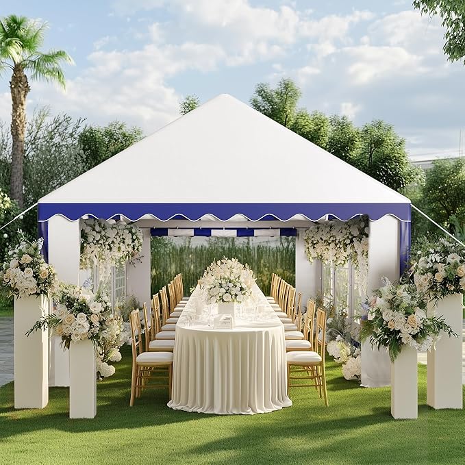 PHI VILLA 13x26 Outdoor Heavy Duty Party Tent, Large Party Canopy Wedding Event Tent with Removable Sidewalls & 3 Storage Bags for Patio Outdoor Garden Events, Blue