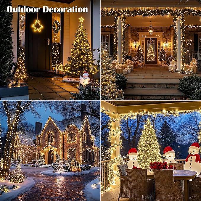 Fairy Lights Plug in,2Pack 100FT 300LEDs Waterproof Led String Lights,8Modes Remote Twinkle Light for Outdoor Indoor Christmas Wedding Birthday Garden Party Decorations,Silver Wire,Warm White