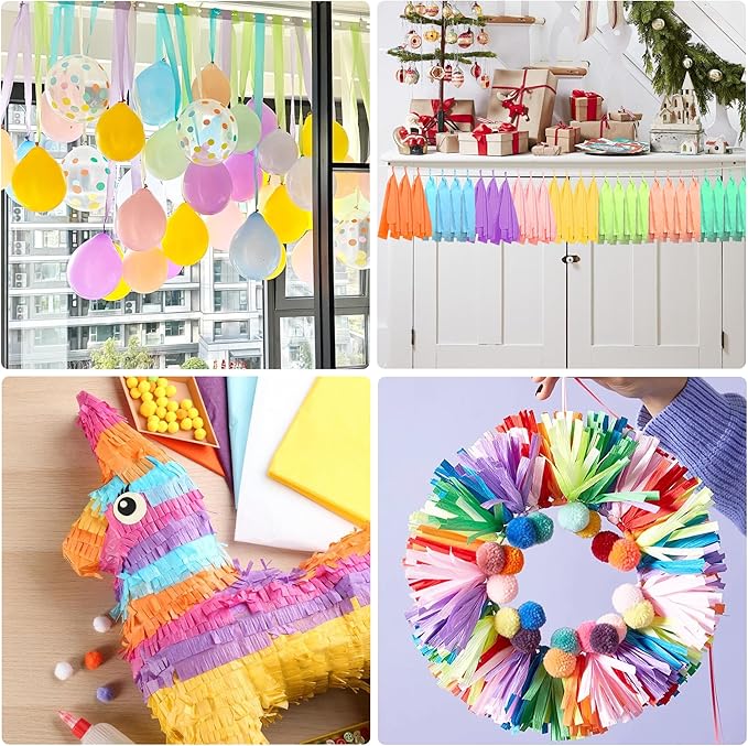 Oubest Crepe Paper Streamers 2.2 Inch x 656 Feet Ideal Party Supplies & Decorations for Birthdays Baby Showers Bachelorettes Weddings DIY, 8 Rolls Pastel Streamers Backdrops, Doorway & Wall Decor