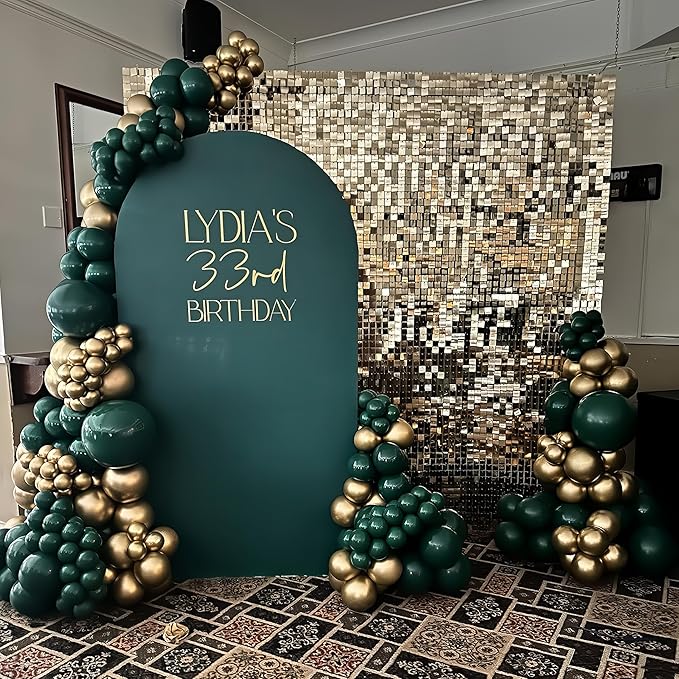 HILAVO Christmas Balloon Arch Kit Green and Gold Balloon Garland Emerald Forest Hunter Dark Green Sage Champagne Gold Metallic Party Balloon for Xmas Ugly Sweater Friendsmas Holiday Party Decoration