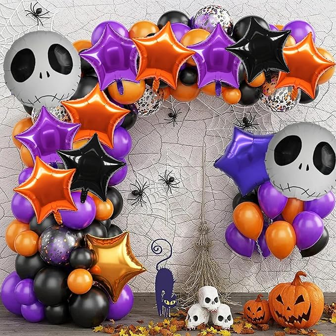 TONIFUL 30Pcs 18 Inch Large Orange Black Purple Star Shape Foil Balloons Big Stars Helium Mylar Ballons for Halloween Birthday Wedding Baby Shower Anniversary Engagement Party Decorations Supplies