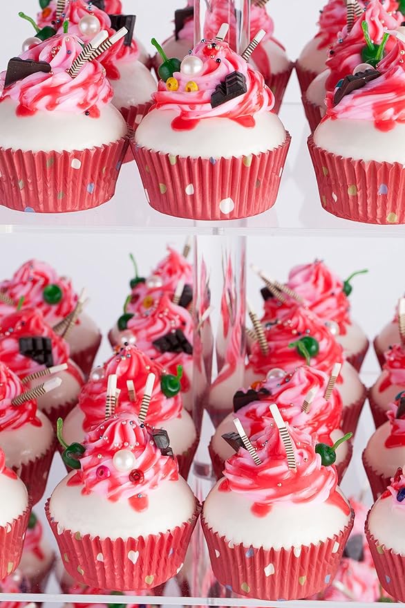 YestBuy 4 Tier Acrylic Cupcake Stand with 6“ Between Two Layers, Clear Cupcake Tower Stand for 50 Cupcakes, Cupcake Holder for Birthdays, Weddings, Baby Showers and Candy Bar