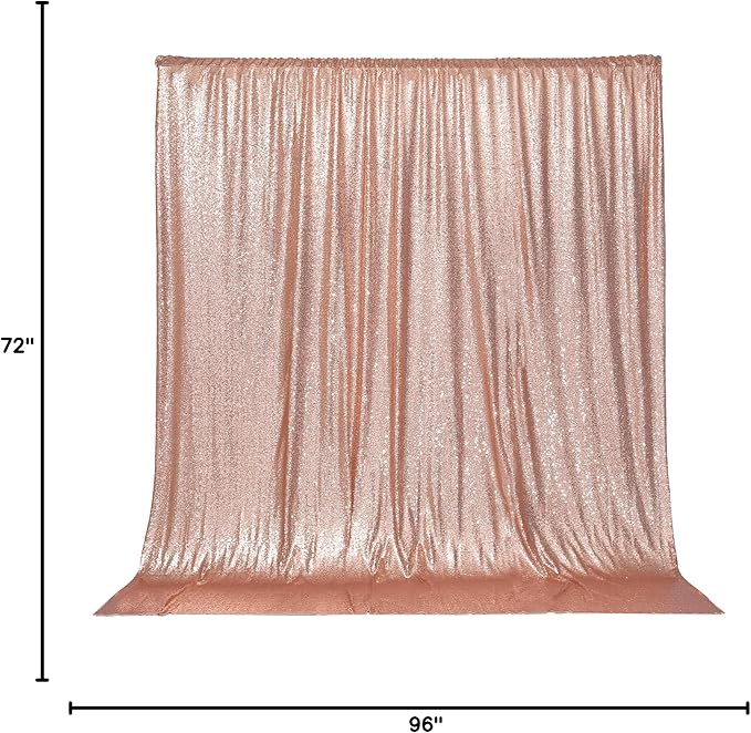 PartyDelight Rose Gold Sequin Backdrop 6x8ft - High Density 3mm Shimmer Sequin Background with 4-Inch Rod Pocket Sparkly Photography Curtain for Birthday, Wedding, Bridal Shower & Live Decor