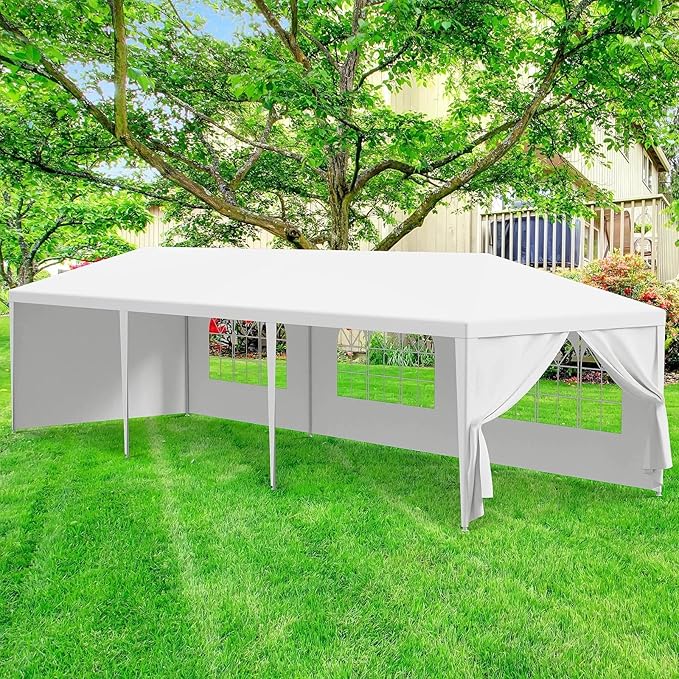 10x30 FT Heavy Duty Party Tent, Outdoor Wedding Canopy Tents with Removable Sidewalls, for Parties, Canopy Event Tent Waterproof Gazebo Shelter for Birthday Parties, Weddings, BBQs & Events (5 Sides)