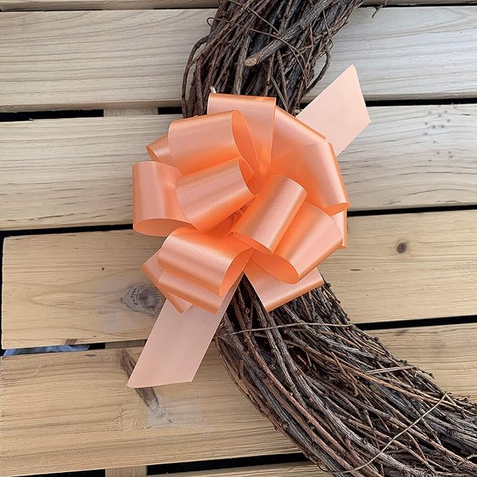 Peach Decorative Gift Pull Bows - 5" Wide, Set of 10, Fall Decor, Christmas, Wreath, Gift Basket Decoration, Autumn, Birthday, Fundraiser, Wedding Reception, Summer