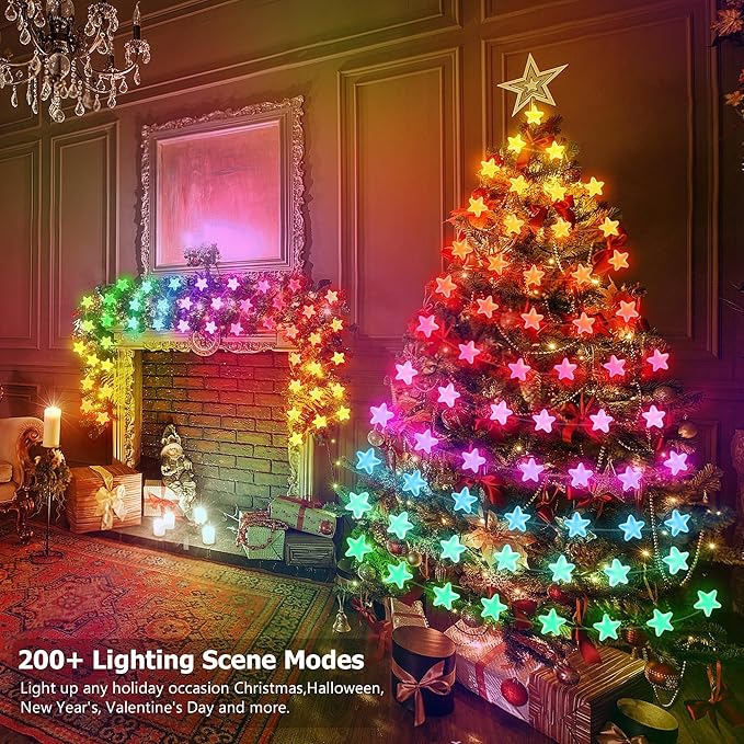 33ft Heart String Lights Valentines Day Decorations, 66 LED RGB Color Changing String Fairy Lights, 200+ Scene Modes for Christmas Valentines Day Decor Bedroom Backdrop Indoor Outdoor
