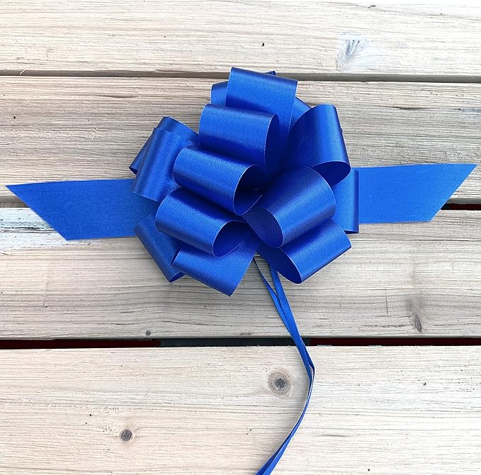 Royal Blue Decorative Gift Pull Bows - 5" Wide, Set of 10, Police Support, 4th of July, Baby Shower, Birthday, USA, Veterans Day, Christmas Tree