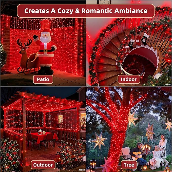 470ft Outdoor Valentines Lights, 1500 LED Valentines Day Decorations 12 Modes & Timer Memory, Dimmable Waterproof for Xmas Tree Garden Wedding Party