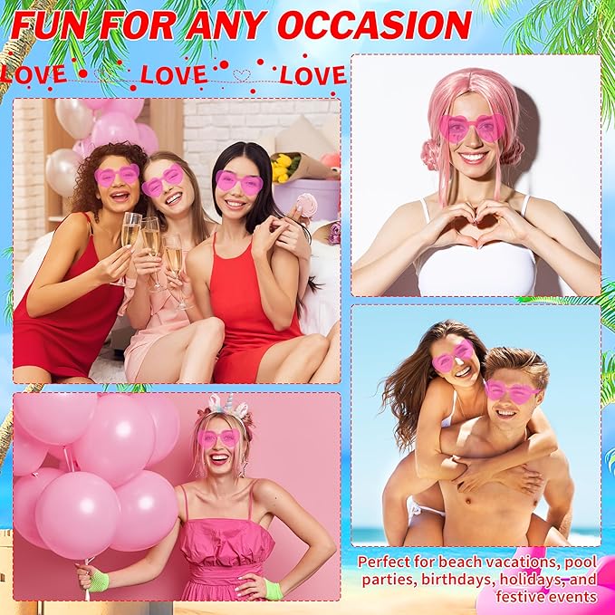 2/4/8/12/20 Pairs Heart Shaped Sunglasses Transparent Heart Glasses Rimless Trendy Eyewear for Valentines Party Favor