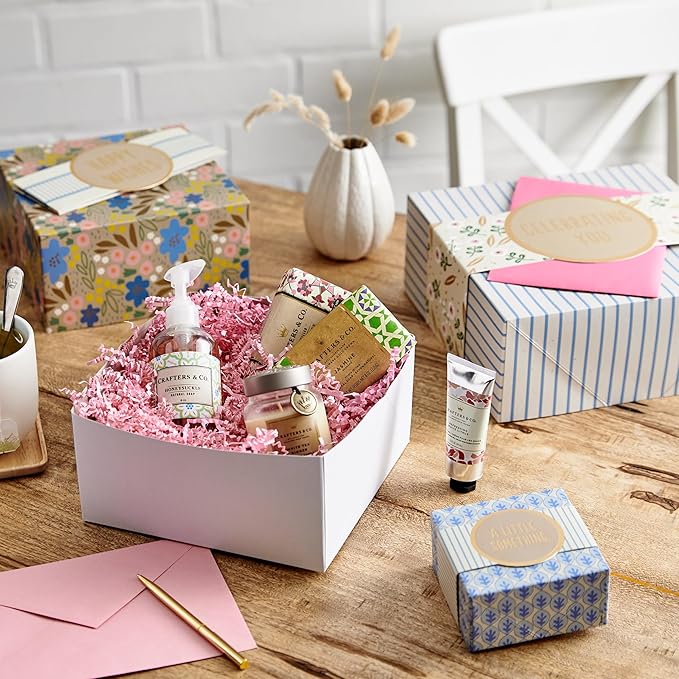 Hallmark Gift Boxes 3-Pack Assorted Sizes (Flowers and Stripes) for Valentine's Day, Birthdays, Bridal Showers, Mother's Day, Best Friends, Gifts for Her, Wrapped Treats and Cookies