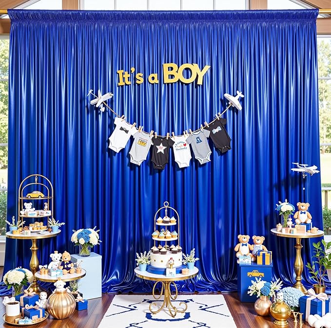 10ftx10ft Royal Blue Sequin Backdrop Curtain for Parties, Wrinkle Free Thick Glitter Sparkle Photo Backdrop Drapes 2 Panels 5x10FT Shimmer Back Drop Cloth for Wedding Birthday Photography Background