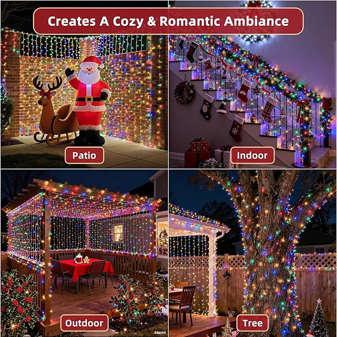 470FT Christmas Lights Outdoor, 1500 LED Christmas Tree Decoration Lights with 12 Modes & Timer Memory, Dimmable Plug In Waterproof LED Xmas Light for Yard Trees Wedding Party Holiday Multicolor