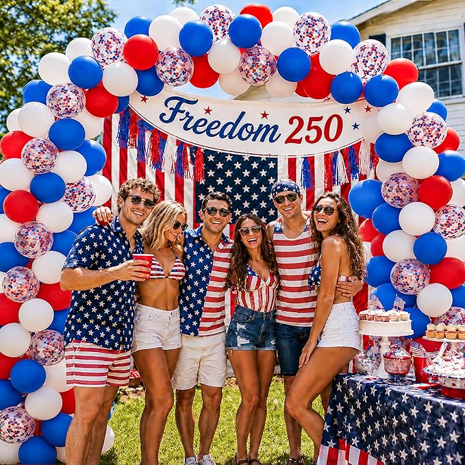 JOYYPOP 80Pcs Red White and Blue Latex Balloons with Confetti Balloons for 4th of July Decorations Independence Day Patriotic Anniversary