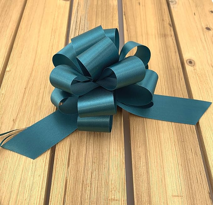 Teal Decorative Gift Pull Bows - 5" Wide, Set of 10, Wreath, Spring, Summer, Swag, Garland, Gift Basket, Presents, Birthday, Fundraiser, Classroom, Office, Decoration, Christmas, Easter