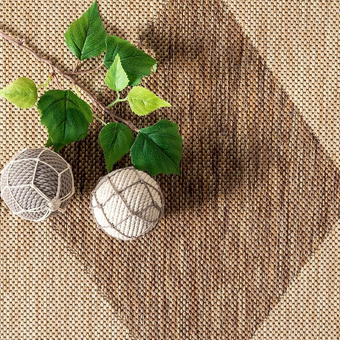 Nuloom Outdoor Performance Collection Sabina Brown/Ivory, 6'7" Square, Soft, High Traffic, Stain Resistant, Easy Clean, Durable Area Rug for Indoor/Outdoor Patio, Deck, Porch, Garden, Courtyard