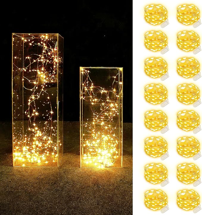 MUMUXI Battery Operated LED Fairy Lights, 16 Pack, 10ft Warm White, Waterproof, Energy Efficient, Indoor Outdoor Usage
