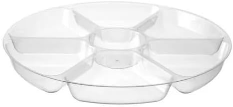 16 inch Clear Round Plastic Tray with 7 Compartments – Disposable Sectioned Serving Platter for Veggie Trays, Appetizers, Dips, Snacks, Parties, Catering, and Event Displays (3)