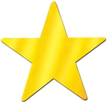 Beistle 24 Piece Gold Metallic Star Cut Outs For Weddings Birthday Parties Classroom Decorations, 12"