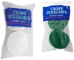 Green and White Crepe Paper Streamers (2 Rolls Each Color) MADE IN USA!