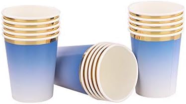 Ottin 250PCS Ombre Royal Blue Party Supplies - Paper Plates and Napkins Set for Birthday, Wedding, Bridal Shower, Mother's Day, Blue Themed Party