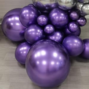 Purple Silver Balloon Garland 127 Pcs 18In 12In 10In 5In Latex Balloons Arch Kit for Halloween Retirement New Year Graduation Birthday Party Decors (Purple Silver)