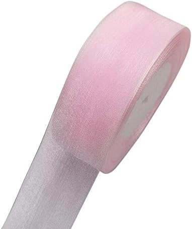 Chenkou Craft Solid Pink Organza Ribbon Assorted 50 Yards 1 Roll Craft Bow Party Decoration Packing Ribbons (Pink, 2"(50mm))