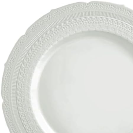 " OCCASIONS " 50 Plates Pack (25 Guests)-Extra Heavyweight Vintage Wedding Disposable/Reusable Plastic Plates -25x11'' Dinner + 25x8.25'' Salad/dessert (Chateau Collection Light Gray)