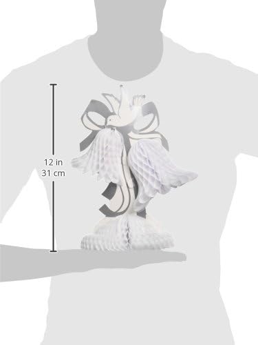 Beistle Tissue Bell Centerpiece, 12-Inch, White/Silver (Pack of 2)