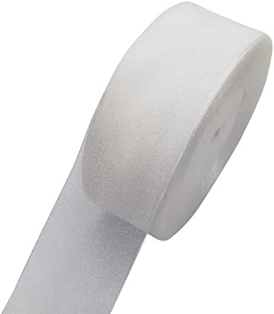 Chenkou Craft Solid Organza Ribbon 1 Roll 50 Yards White 1 1/2" (40mm) Birthday Christmas Craft Bow Party Decoration Packing Ribbons (White, 1 1/2"(40mm))