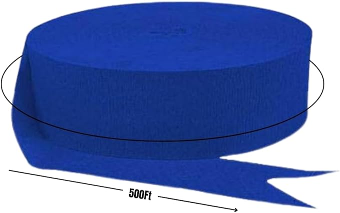 Vibrant Jumbo Bright Royal Blue Crepe Roll - 500 Feet (1 Piece) - Premium Quality, Perfect for Events & Parties