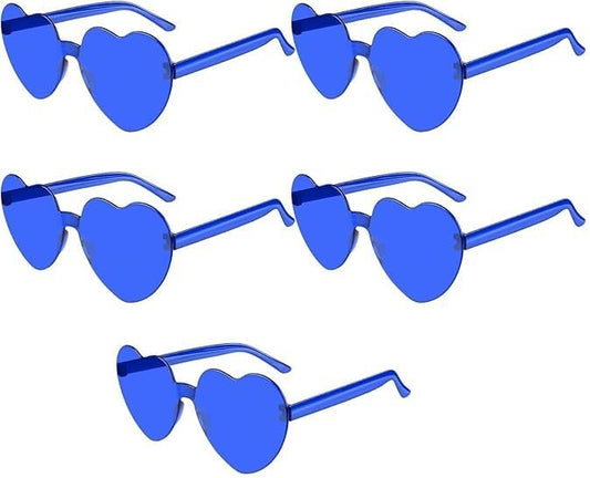 PLULON Heart Sunglasses for Women 5/12/25 Pcs, Heart Glasses Valentine Day Rimless Shaped Candy Color Fun Glasses Party Favor