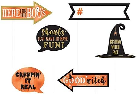 Spooktacular Halloween Words Photo Prop Kit with Shimmering Foil Hot-Stamp (Pack of 13) - Perfect for Spooky Gatherings
