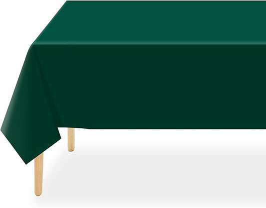 QIKSION Dark Green Plastic Table Cloth Disposable 3 Pack, 54 x 108 Inch Tablecloths for Party, Christmas Decorations, Rectangle Table Cover