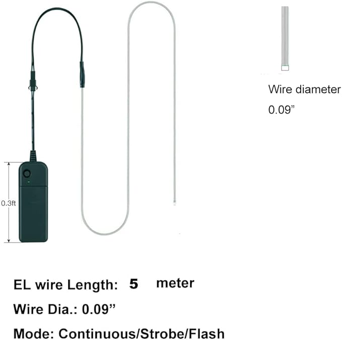 MaxLax EL Wire Purple 10-Pack, 16.4ft/5m Neon Light Wire with Noise Reduction and Battery Pack…