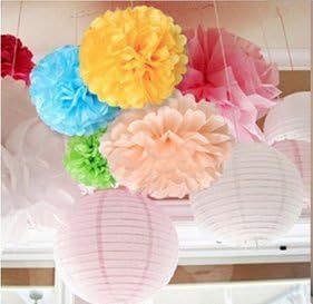 12Pcs Pom Poms of 10" 12" 14" Multi-Colors Tissue Paper Craft Pom Poms Kit Tissue Paper Flowers Wedding Decorations for Wedding, Birthday, Baby Shower, Nursery Decor-Colorful