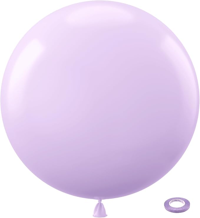 Bezente Pastel Purple Latex Party Balloons - 8 Pack 36 inch Large Thick Lavender Light Purple Lilac Balloons for Bridal Shower Gender Reveal Wedding Graduate Party Decorations