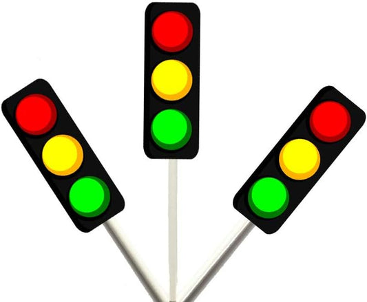 12 Count - Stop Light Cupcake Toppers, Traffic Light Cupcake Toppers, Speed Light Cupcake Toppers, Racing Cupcake Toppers, Racing Birthday Party Cupcake Toppers