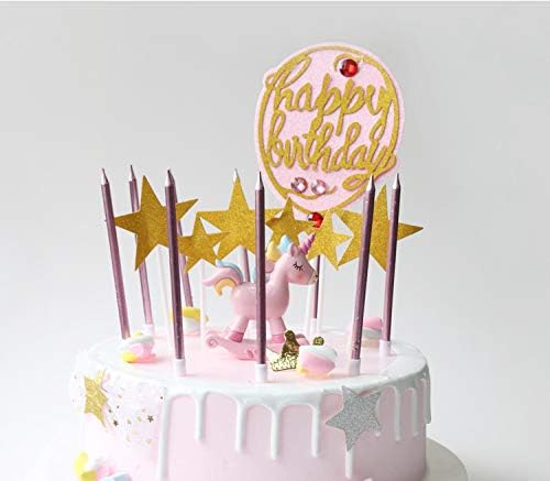 12 Count Long Thin Champagne Pink Birthday Cake Candles in Holders for Birthday Wedding Party Cupcake Decorations Tall Candles