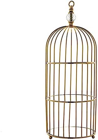 BalsaCircle 22-Inch Gold 3 Tier Metal Mirror Glass Hanging Bird Cage Dessert Cupcake Stand Wedding Reception Party Table Decorations