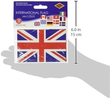 Beistle 10 Mini International Flag Cutouts, 4"- Around the Globe World Flag Decorations for Sports Parties and Competitions