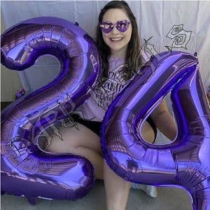 40 Numbers Balloons, 40 Inch Purple 40th Birthday Decoration for Women & Men, Large Foil Party Decorations for Engagement Celebration Memorial Day's Supplies