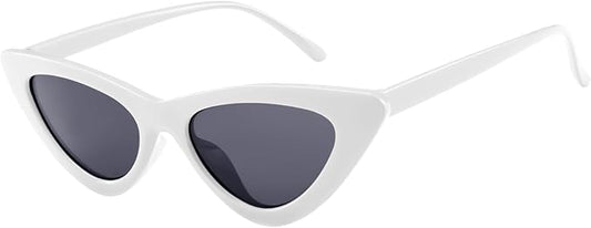 PLULON Vintage Narrow Cat Eye Sunglasses Women Men Sun Glasses Retro Cateye Boys Girls Birthday Summer Beach Pool Party