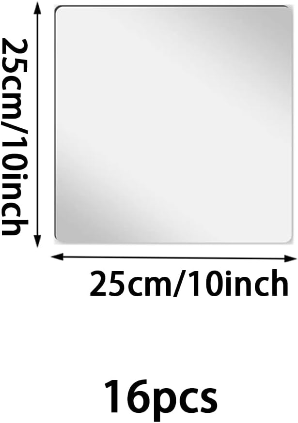 16Pack Square Mirror Centerpieces for Tables, 10" Acrylic Mirror Table Centerpieces, Square Acrylic Mirror Trays, Mirror Candle Plates for Birthday Wedding Decorations Party Crafts, Wall Decoration