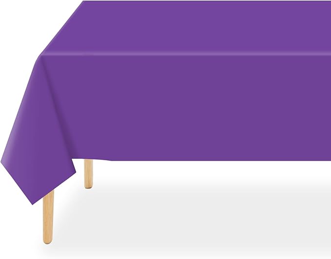 QIKSION Purple Plastic Table Cloth Disposable 12 Pack, 54 x 108 Inch Tablecloths for Party, Birthday, Graduation, Halloween Decorations, Rectangle Table Cover